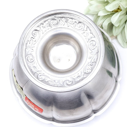 18/10 Stamped Stainless Steel Bowl with Original Sticker, Vintage Lucky Wood