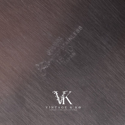 18/10 Stamped Stainless Steel Coffee Pot, Vintage Lucky Wood Florence