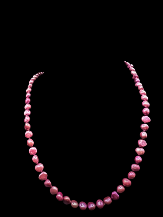 Unique Pearl Necklace Purple/Pink With Magnetic Clasp