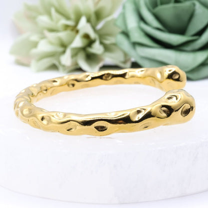 18k Gold - plated Hammered Stainless Steel Cuff Bangle