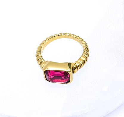 18K Gold Plated Pink CZ Ring | With Box