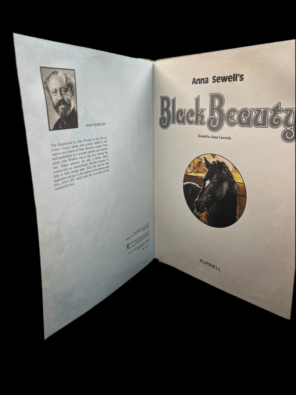 1978 Purnell Colour Classics Black Beauty by Anna Sewell, Vintage Horse Book