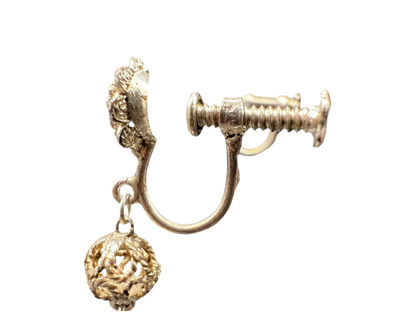 Art Deco Style Red Screw Back Drop Earrings