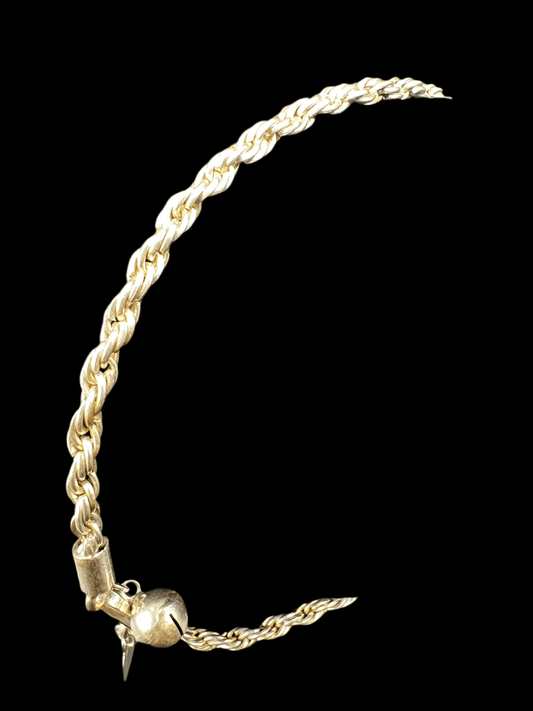 22k Stamped Silver Twisted Rope Bracelet