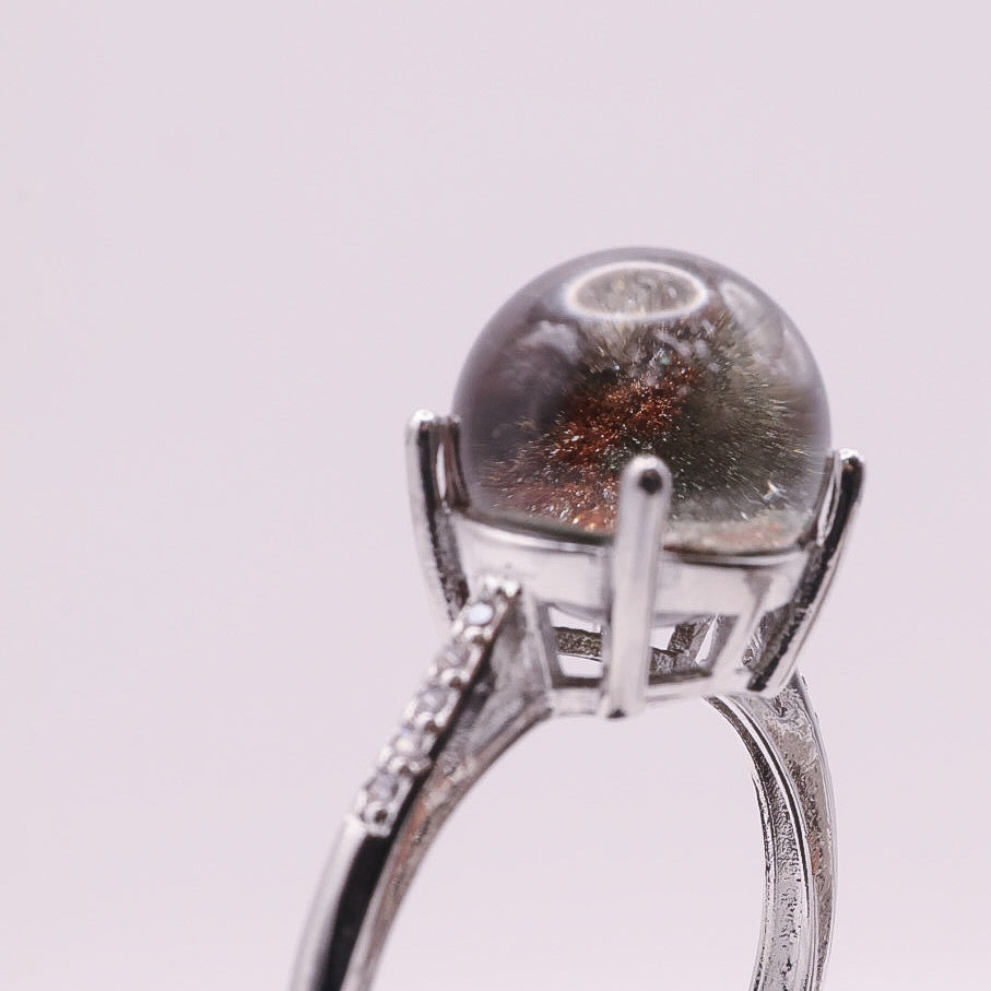 Garden Quartz Adjustable Ring ~ Dark Green & Auburn | #3