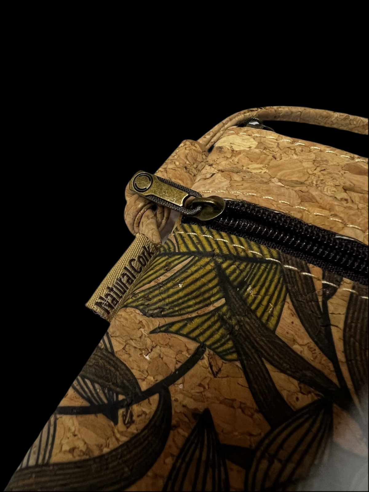 Vegan Eco Friendly Cork Crossbody, Tropical Casual Women’s Handbag With Strap