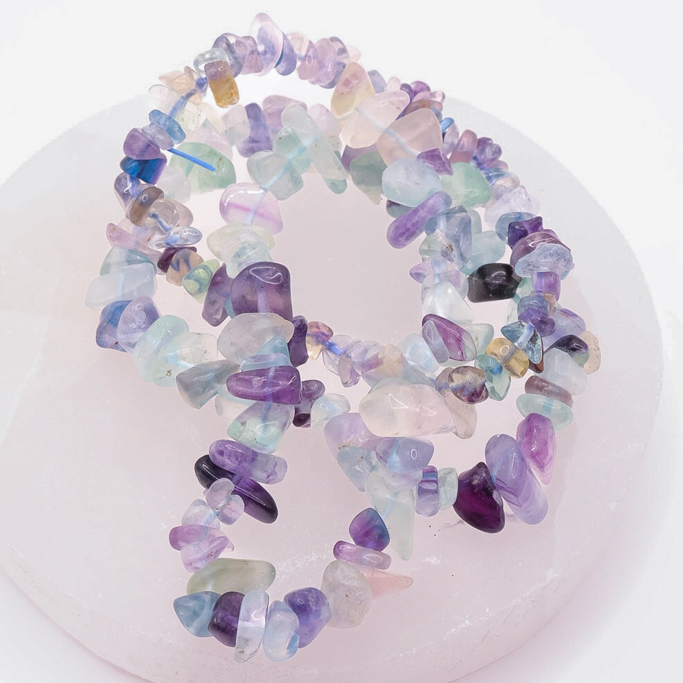 Rainbow Fluorite Crystal Chip Bracelet