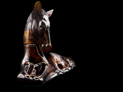 Vintage 1970s Avon Topaze Horse Cologne Bottle Amber Glass Figurine - Empty
