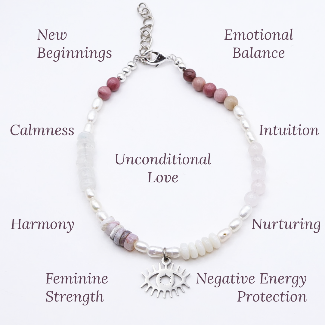 Australian Handmade Adjustable Pregnancy & Postpartum Silver-plated Crystal Bracelet | 19cm