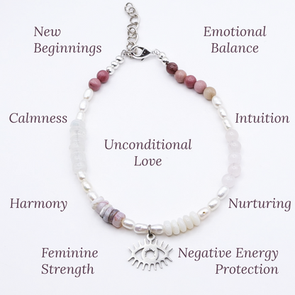 Australian Handmade Adjustable Pregnancy & Postpartum Silver-plated Crystal Bracelet | 19cm