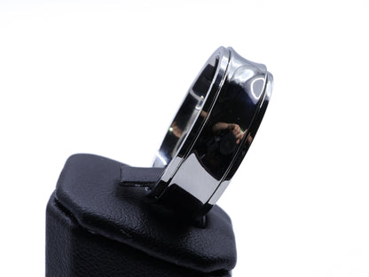Mens silver stainless steel polished rotating fidget ring