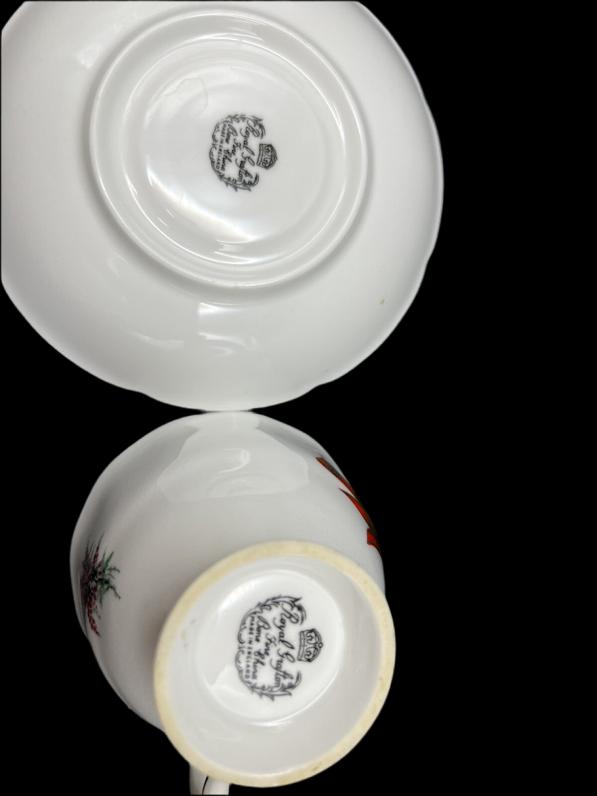 Royal Grafton Clan of Cameron Red and White Tartan Bone China Tea Cup and Saucer Set