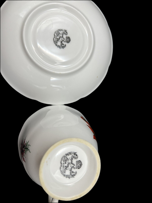 Royal Grafton Clan of Cameron Red and White Tartan Bone China Tea Cup and Saucer Set