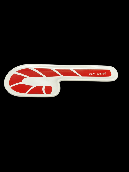 Festive Red and White Elf Candy Cane Dish – Perfect for Christmas Décor 18cm