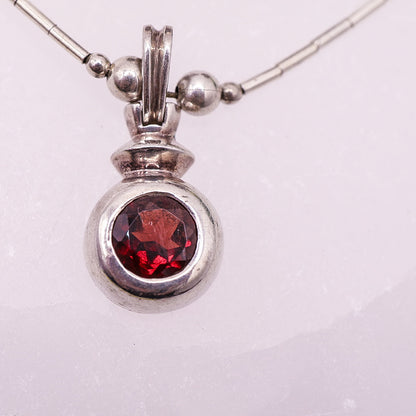 925 Sterling Silver Set with Deep Red Faceted Stones