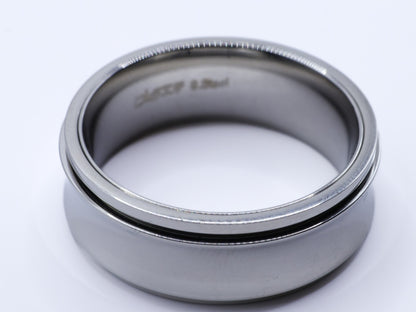 Mens silver stainless steel polished rotating fidget ring
