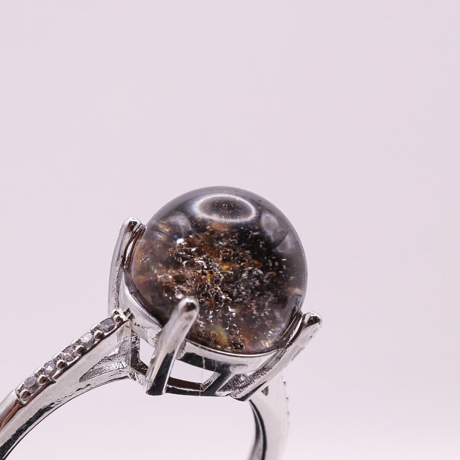 Garden Quartz Adjustable Ring ~ Dark Brown, Orange & Yellow | #7