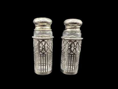 Vintage Japanese Glass and Metal Salt & Pepper Shakers