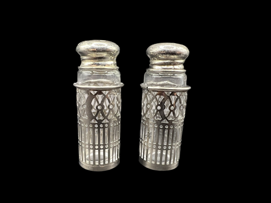 Vintage Japanese Glass and Metal Salt & Pepper Shakers
