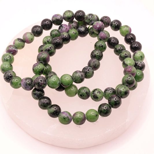 Ruby Zoisite 8mm Beaded Crystal Bracelet