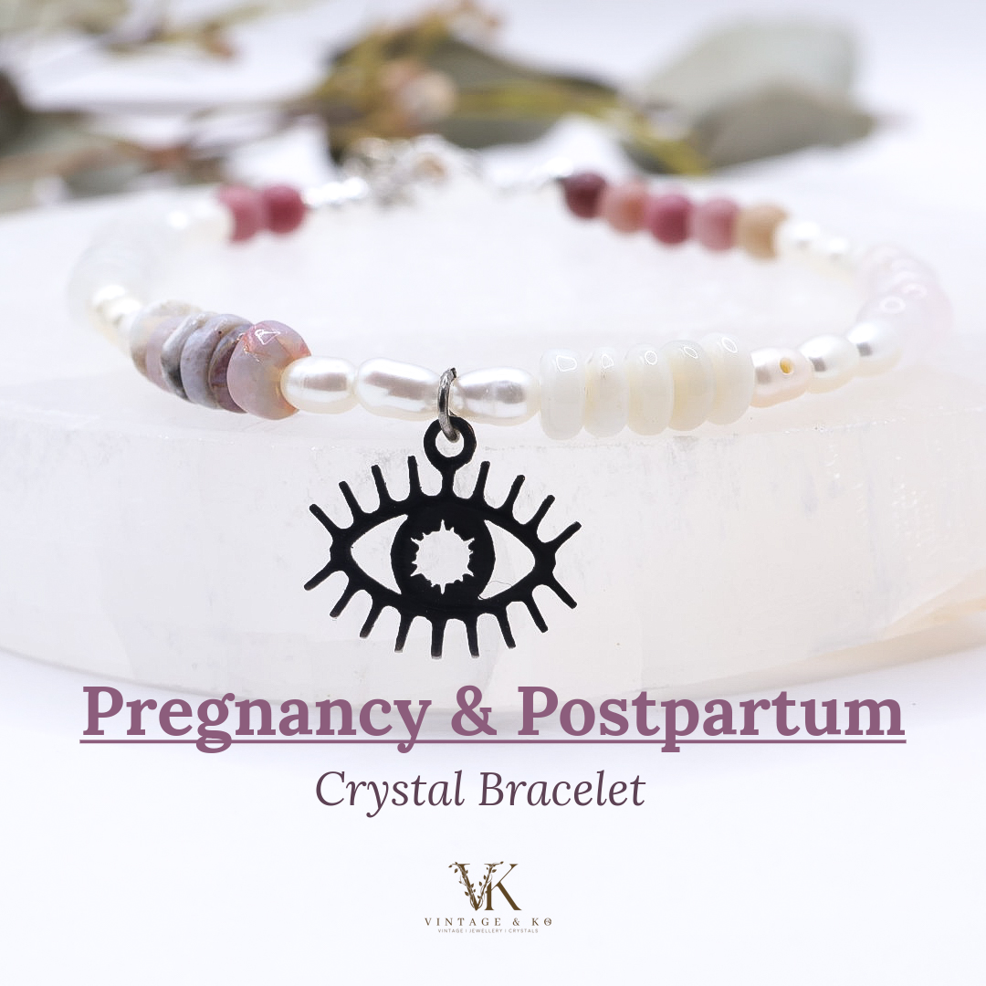Australian Handmade Adjustable Pregnancy & Postpartum Silver-plated Crystal Bracelet | 19cm