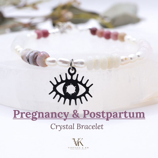 Australian Handmade Adjustable Pregnancy & Postpartum Silver-plated Crystal Bracelet | 19cm