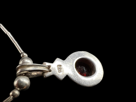 925 Sterling Silver Set with Deep Red Faceted Stones