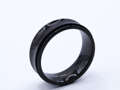 Mens black stainless steel rotating fidget ring