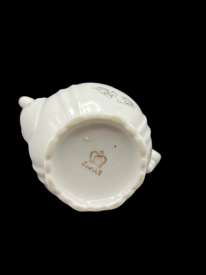 Vintage Pink & White Hand-Painted Porcelain Teapot with Gold Accents – Victorian