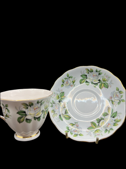 Colclough Tea Cup and Saucer Set - Rare Ridgway Blue Floral Design Gold Trim