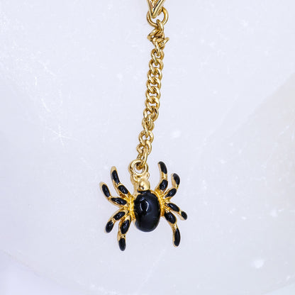 Gold and Black Spiderweb Pin with Spider