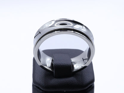 Mens silver stainless steel polished rotating fidget ring