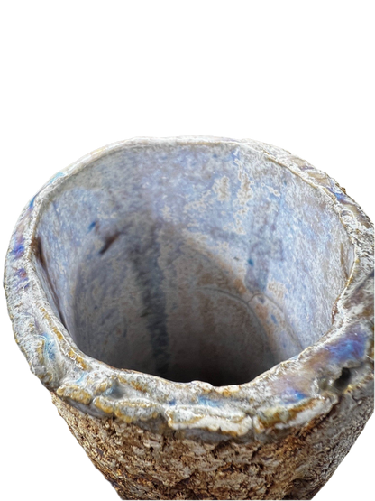 One of a Kind Vase Iridescent Studio Stoneware, Handmade Glazed Ceramic Art 943g