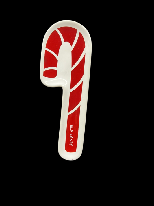 Festive Red and White Elf Candy Cane Dish – Perfect for Christmas Décor 18cm