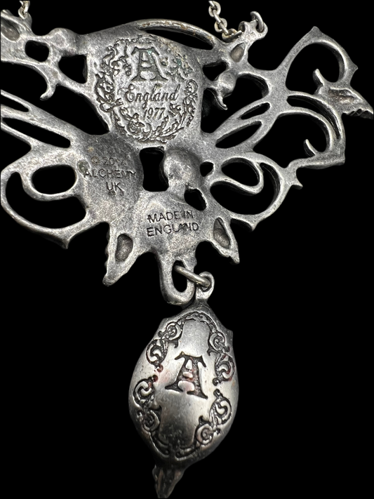 Alchemy of England 2014 Necklace – Victorian Gothic Resin Rose & Pewter Scrolls