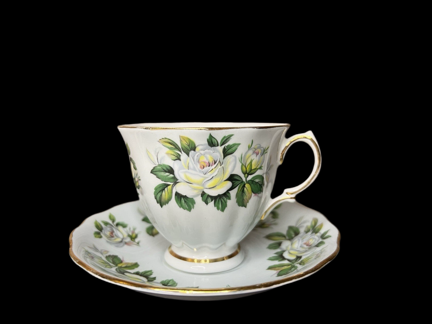 Colclough Tea Cup and Saucer Set - Rare Ridgway Blue Floral Design Gold Trim
