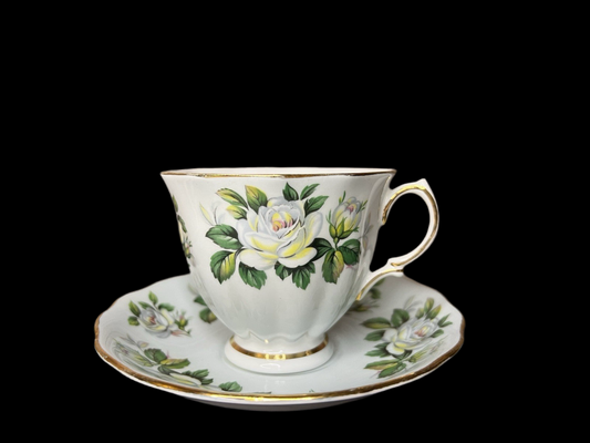 Colclough Tea Cup and Saucer Set - Rare Ridgway Blue Floral Design Gold Trim