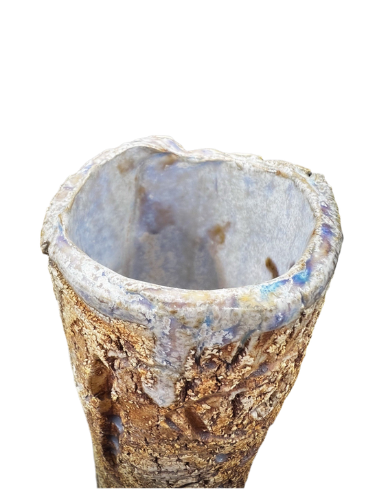 One of a Kind Vase Iridescent Studio Stoneware, Handmade Glazed Ceramic Art 943g