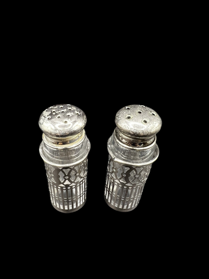 Vintage Japanese Glass and Metal Salt & Pepper Shakers