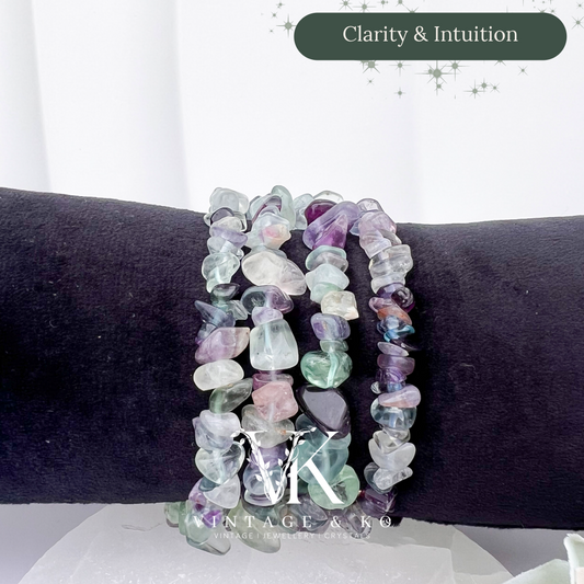 Rainbow Fluorite Crystal Chip Bracelet