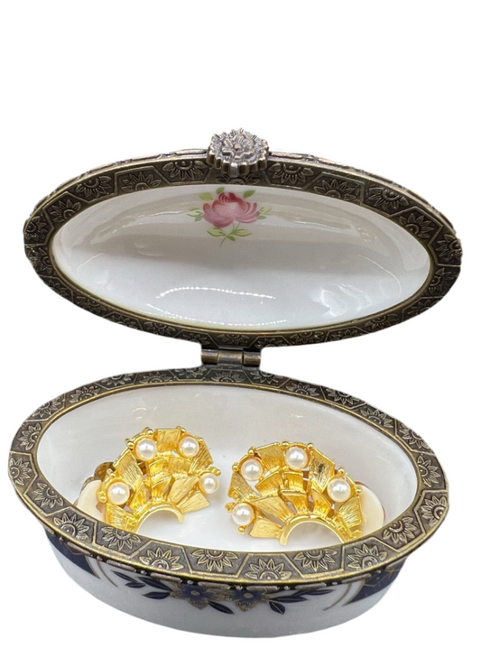 White Oval Porcelain Trinket Box