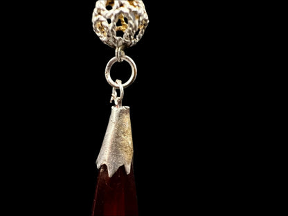 1950’s Vintage Art Deco Red Screw Back Drop Earrings