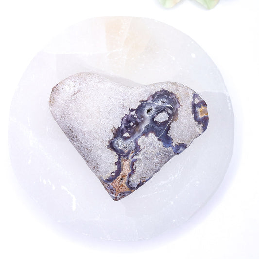 Purple Vug Agate Heart 83g Medium Size 7cm | #1
