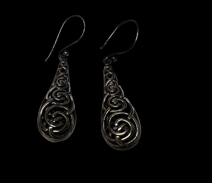 925 Marked Sterling Silver Dangle Drop Earrings, Celtic Metal Design