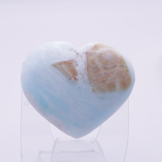 Carribean Calcite (Aragonite) Heart 62g Medium Size 6cm | #1