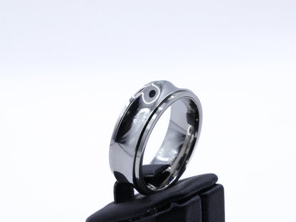 Mens silver stainless steel polished rotating fidget ring