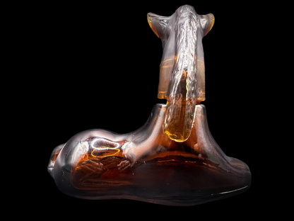 Vintage 1970s Avon Topaze Horse Cologne Bottle Amber Glass Figurine - Empty