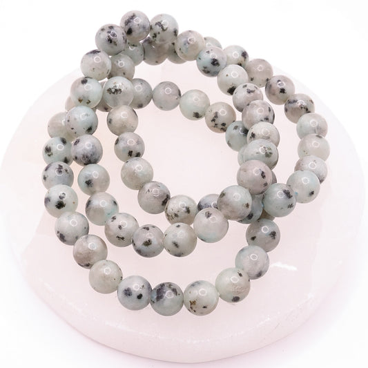 Kiwi Jasper 8mm Beaded Crystal Bracelet