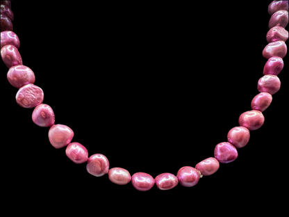 Unique Pearl Necklace Purple/Pink With Magnetic Clasp