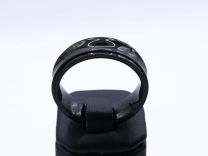 Mens black stainless steel rotating fidget ring
